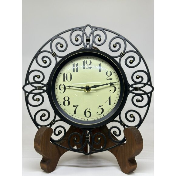 VTG Quartz Table Clock - Ornate Wrought Iron Frame Decor DOESNT WORK - Picture 1 of 6